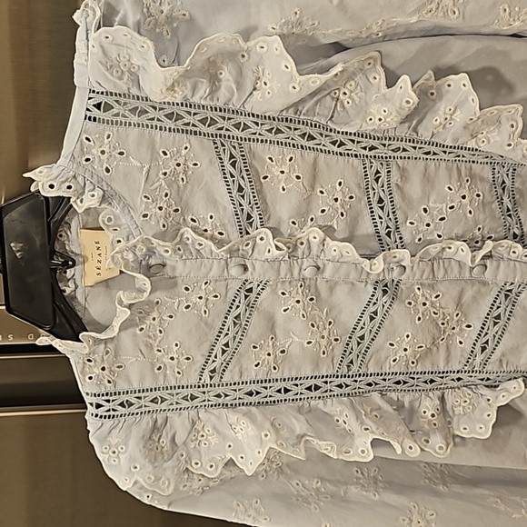 💕SEZANE💕 Irma Shirt ~ Light Blue/Ecru FR 34 = US 2 - Picture 14 of 16